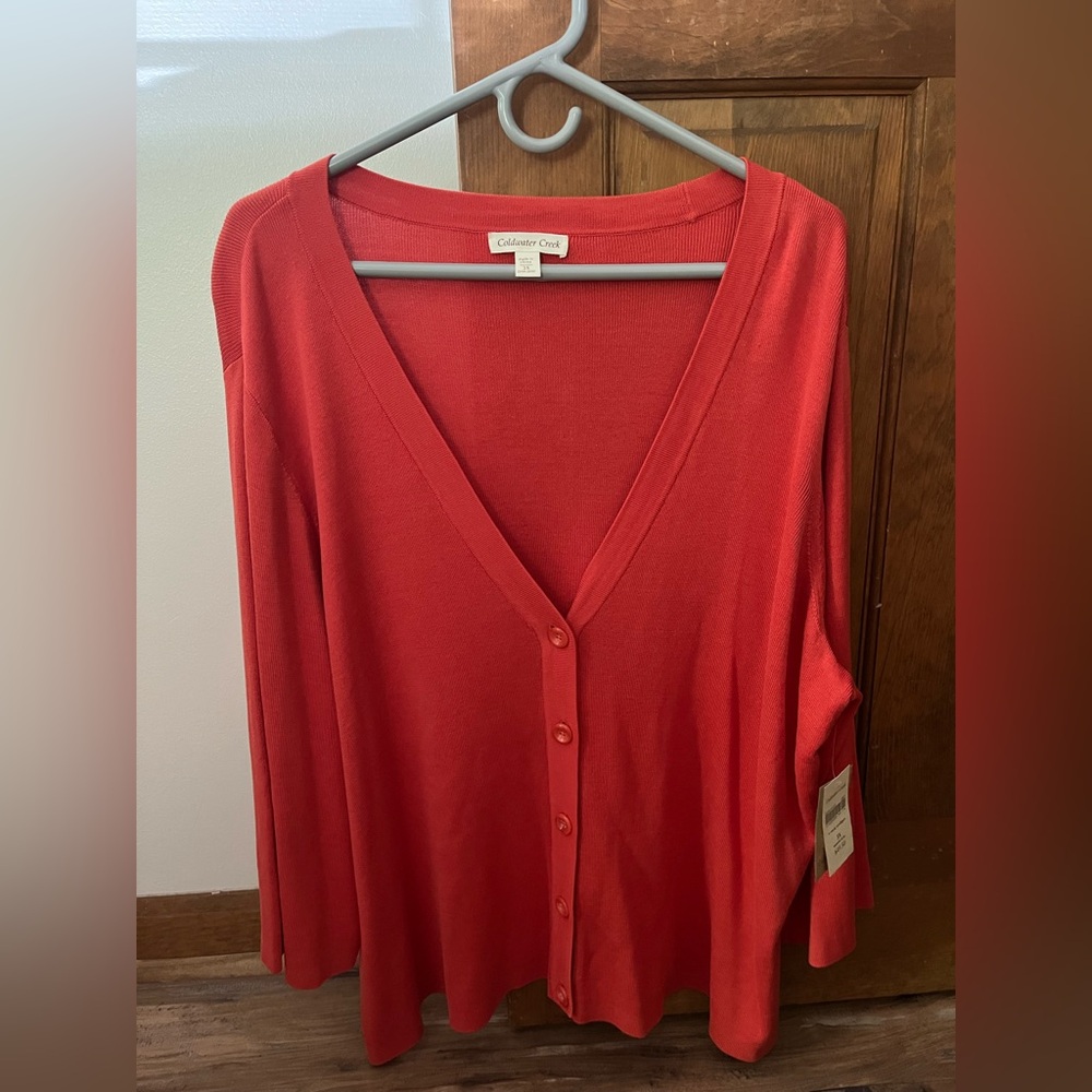 NWT Coldwater Creek Vibrant Red Cardigan